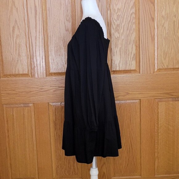 Universal Thread Ebony Smocked Tiered Mini Dress Balloon Sleeves Sz Large NEW - Picture 4 of 15